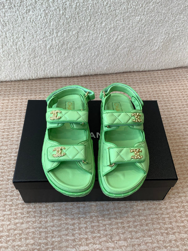 DAD SANDAL IN TEAL GREEN CALFSKIN