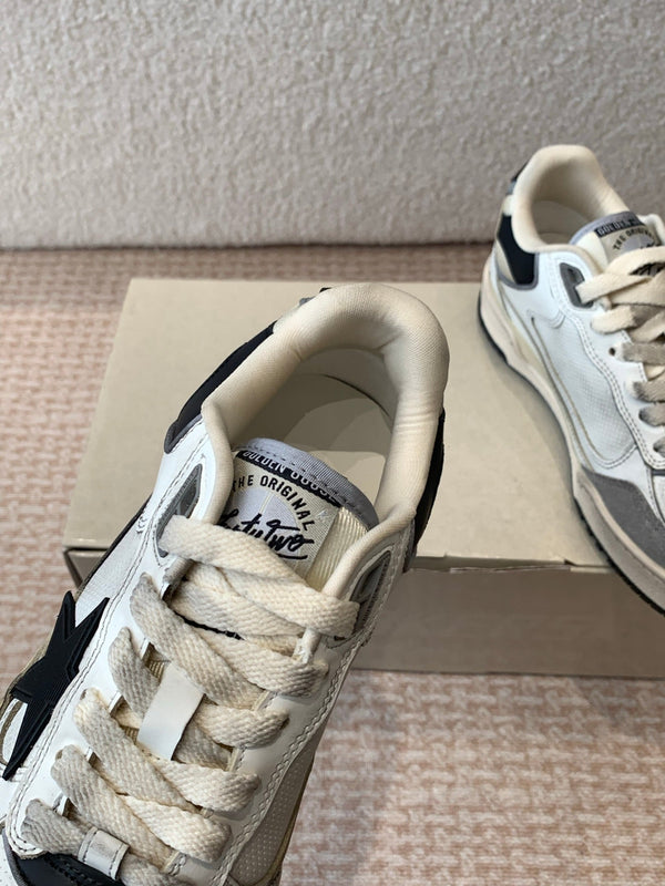 SNEAKERS FORTY2 CON TOMAIA IN VITELLO BIANCO E CAMOSCIO GRIGIO CON STELLA NERA
