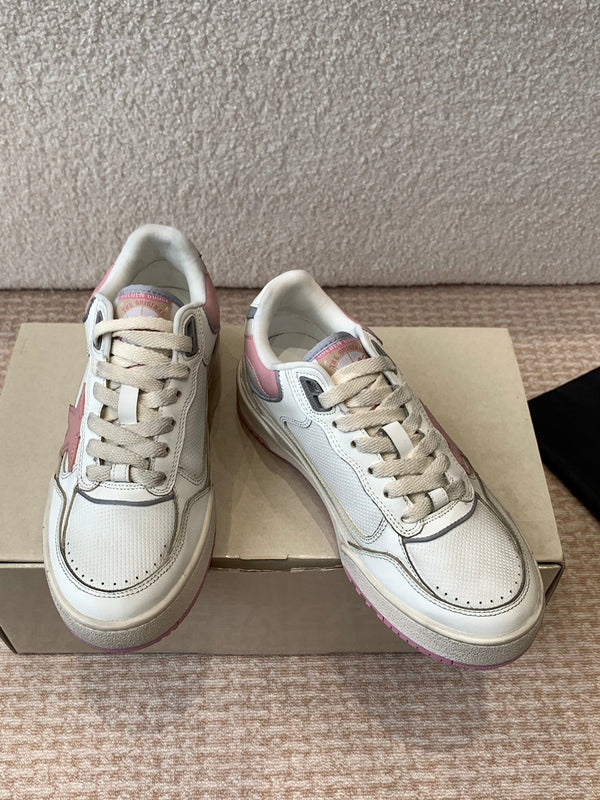 FORTY2 SNEAKERS WITH PINK STAR AND WHITE LEATHER HEEL TAB