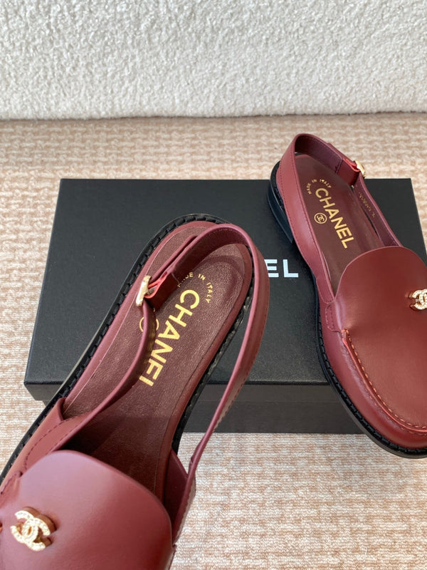 CC 25S Slingback Loafer Dark Red Calfskin