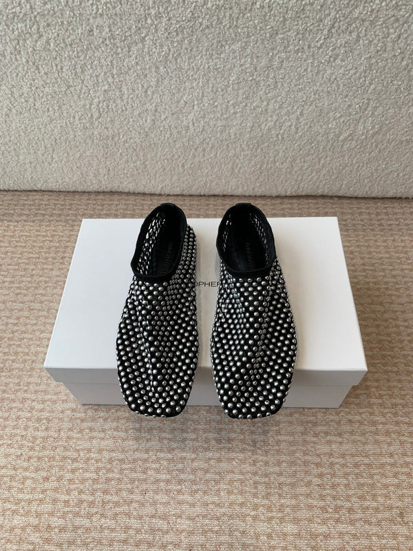 CL 25 Ballet Flats Black Silver Mesh Hot Diamond 345530