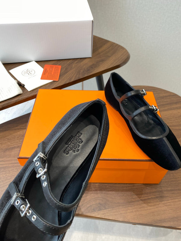 HM 25s Mary Jane Double strap Black Velvet 422562
