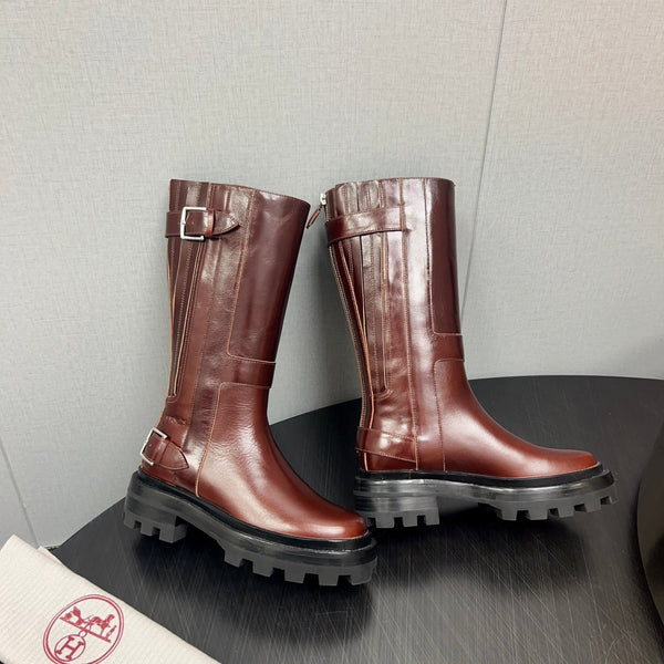 HM Jaimy High Boot 30mm In Red Brown Cowhide  952469