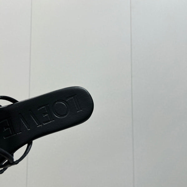 Loewe 25 Petal Anagram Slides Nero Pelle di Vacchetta