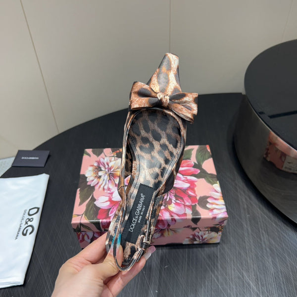 DC 25 Bow Slingback Pumps 35mm Leopard-Print Satin And Sheepskin 381618