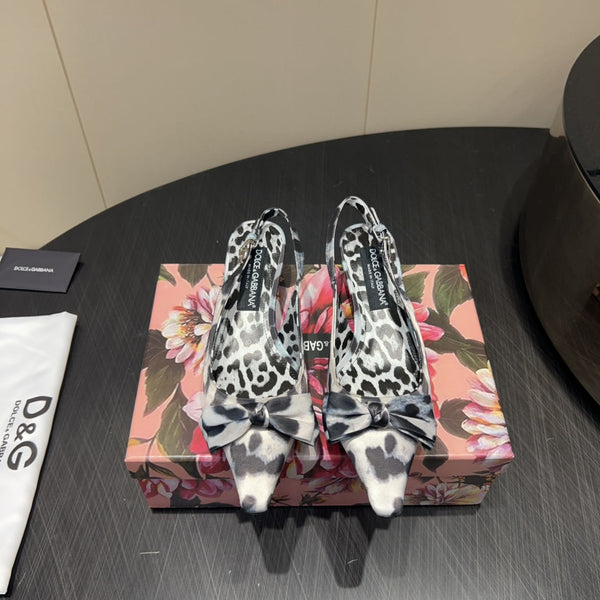 DC 25 Bow Slingback Pumps 35mm Leopard-Print Satin And Sheepskin 381619