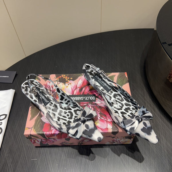 DC 25 Bow Slingback Pumps 35mm Leopard-Print Satin And Sheepskin 381619