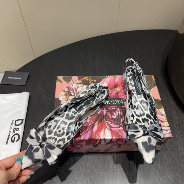 DC 25 Bow Slingback Pumps 35mm Leopard-Print Satin And Sheepskin 381619