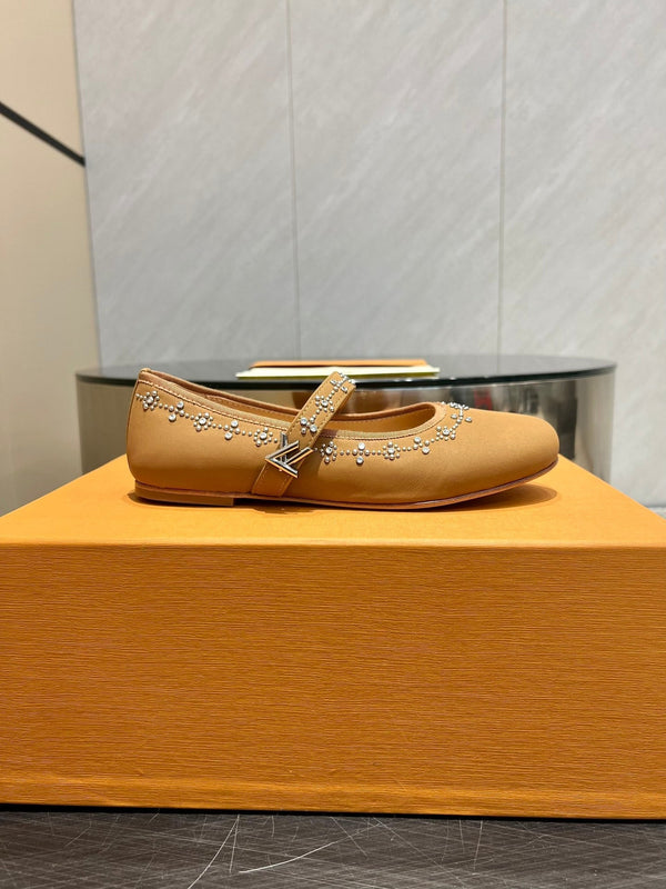 LV Romy Flat Ballerina Light Brown Lambskin 516501