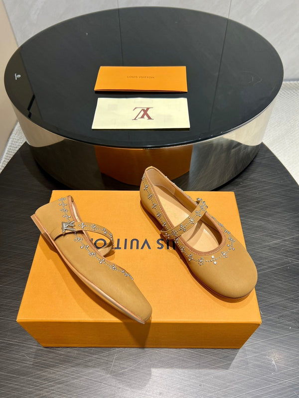 LV Romy Flat Ballerina Light Brown Lambskin 516501