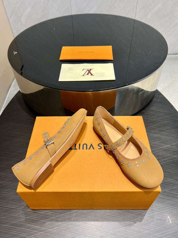 LV Romy Flat Ballerina Light Brown Lambskin 516501