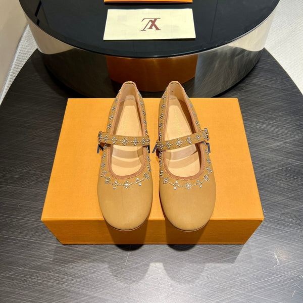 LV Romy Flat Ballerina Light Brown Lambskin 516501