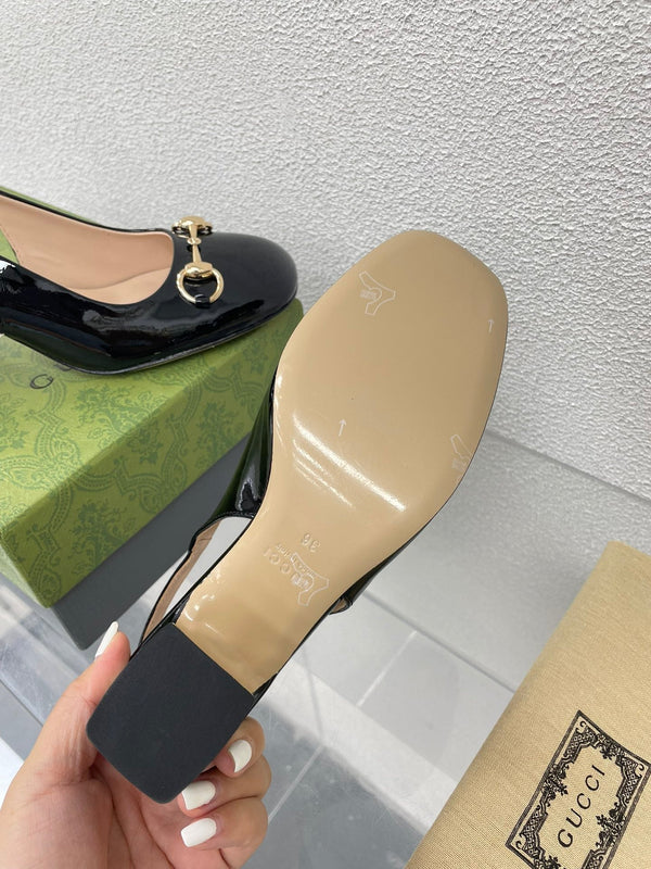 GG SLINGBACK HORSEBIT DA DONNA 75MM IN PELLE DI VITELLO NERA