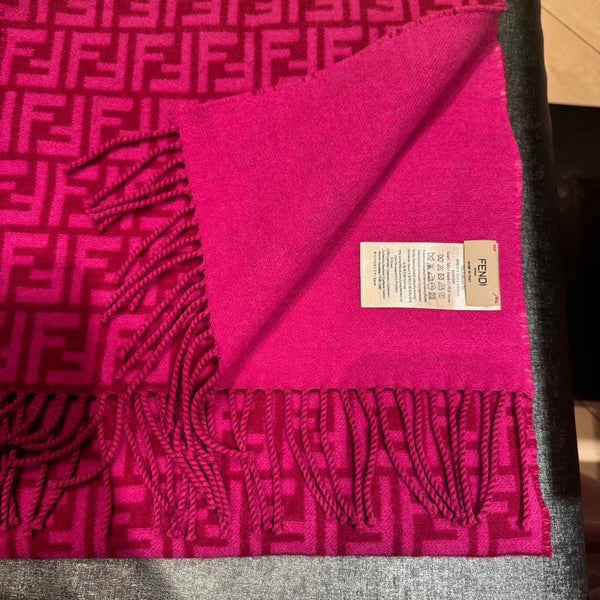 SCIARPA FF 180 CM IN LANA E CASHMERE MONOGRAMMA ROSA BRILLANTE 411830