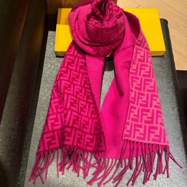 SCIARPA FF 180 CM IN LANA E CASHMERE MONOGRAMMA ROSA BRILLANTE 411830