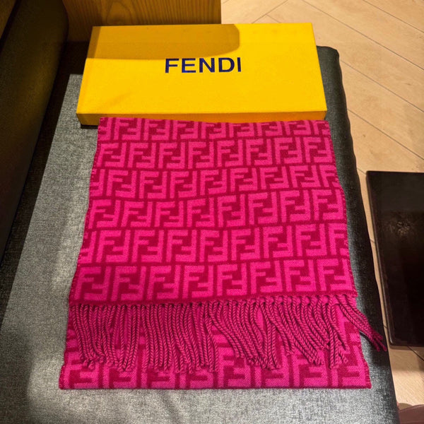 SCIARPA FF 180 CM IN LANA E CASHMERE MONOGRAMMA ROSA BRILLANTE 411830