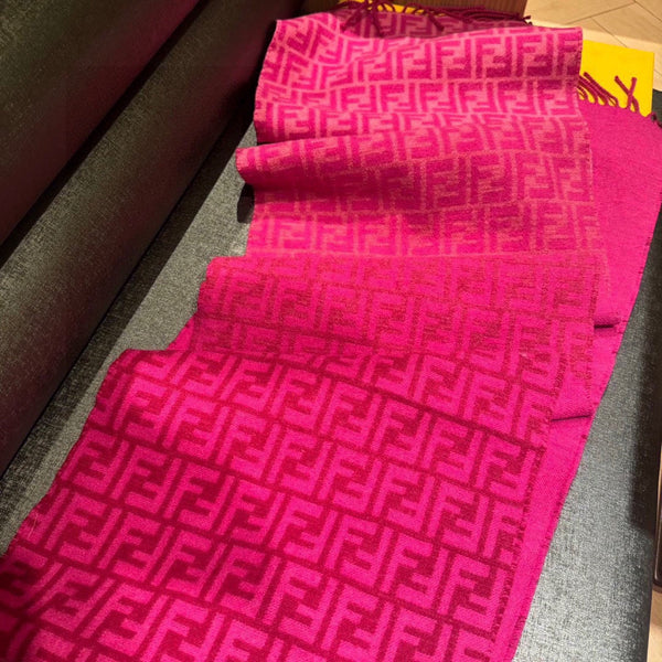 SCIARPA FF 180 CM IN LANA E CASHMERE MONOGRAMMA ROSA BRILLANTE 411830