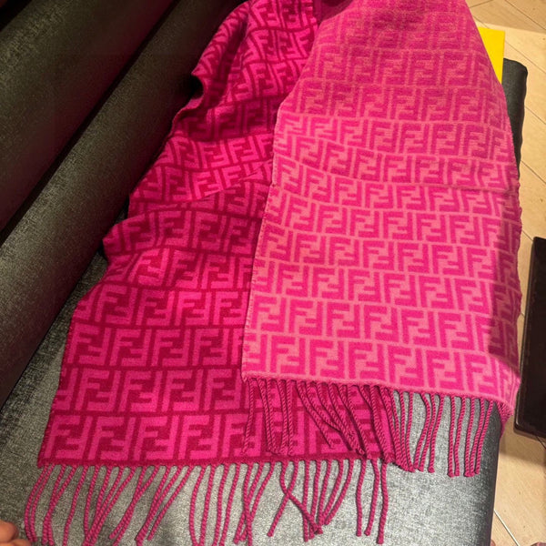 SCIARPA FF 180 CM IN LANA E CASHMERE MONOGRAMMA ROSA BRILLANTE 411830