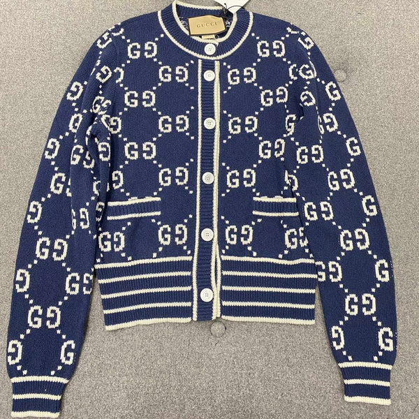 GG 25 Cardigan Navy Blue Jacquard 0039
