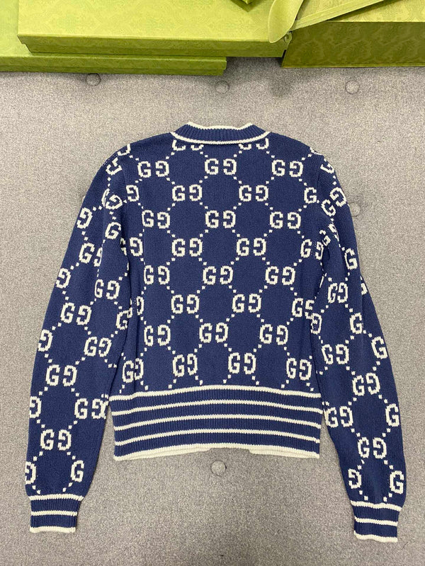 GG 25 Cardigan Navy Blue Jacquard 0039
