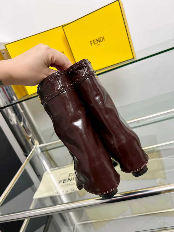 FENDI low boots burgundy calfskin 521235