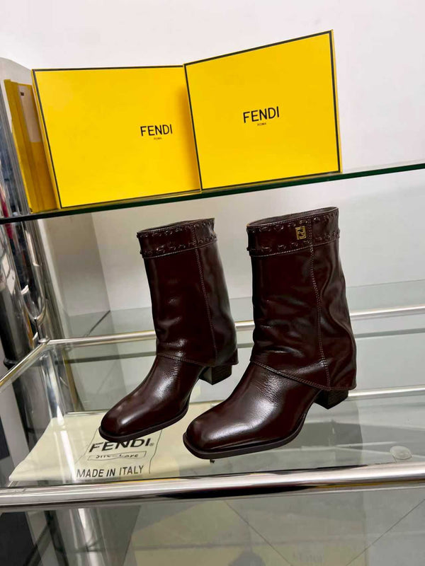 FENDI low boots burgundy calfskin 521235