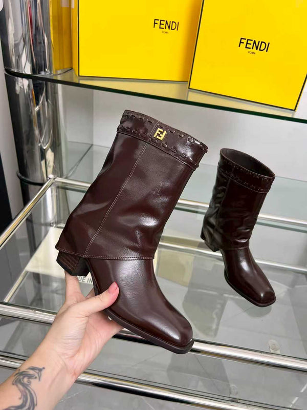 FENDI low boots burgundy calfskin 521235