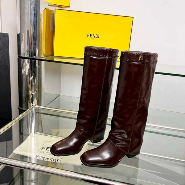 FENDI High boots burgundy calfskin 521233