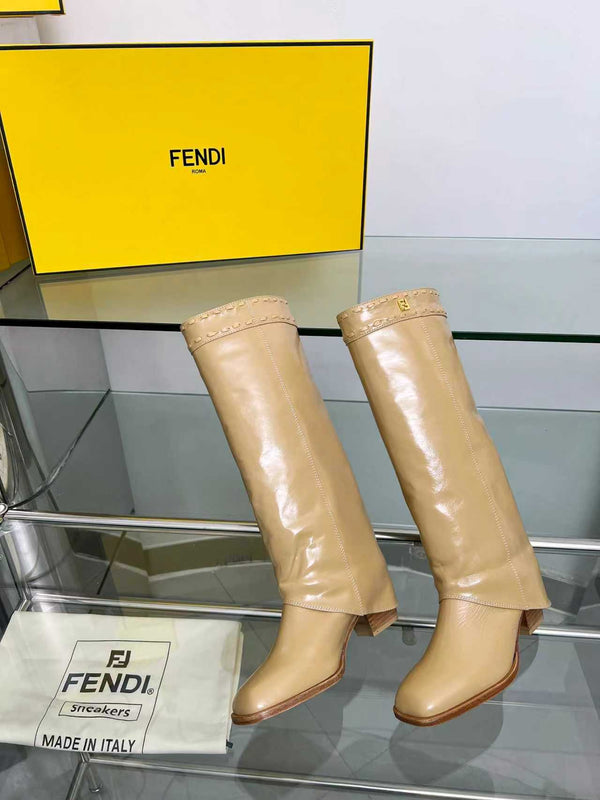 FENDI High boots beige calfskin 521232