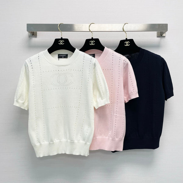 CC 26s Perforated Logo Short Sleeve Knit Sweater Wool 450765