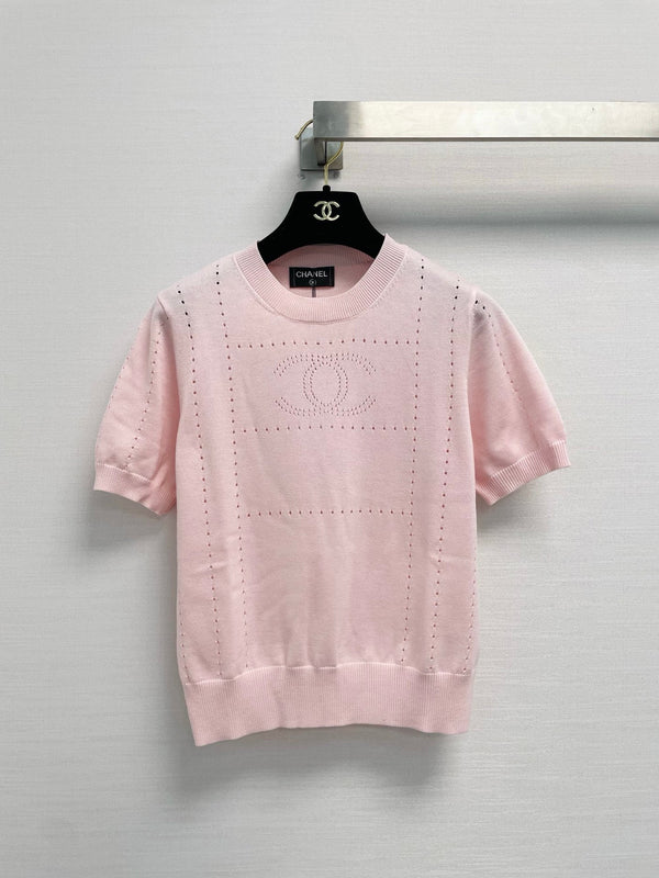 CC 26s Perforated Logo Short Sleeve Knit Sweater Wool 450765