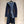 CD Hooded Long Coat Navy Blue Wool Silk