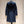 CD Hooded Long Coat Navy Blue Wool Silk