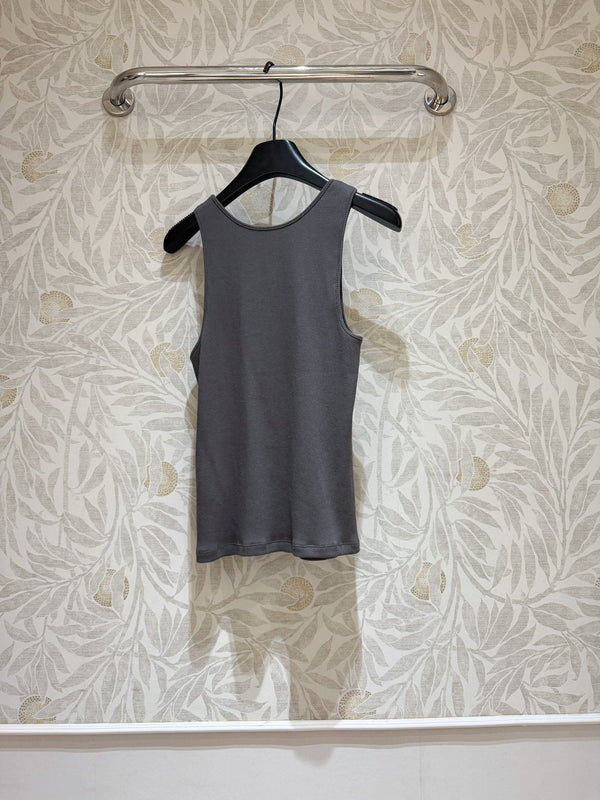Gilet a coste YSL in cotone grigio fumo