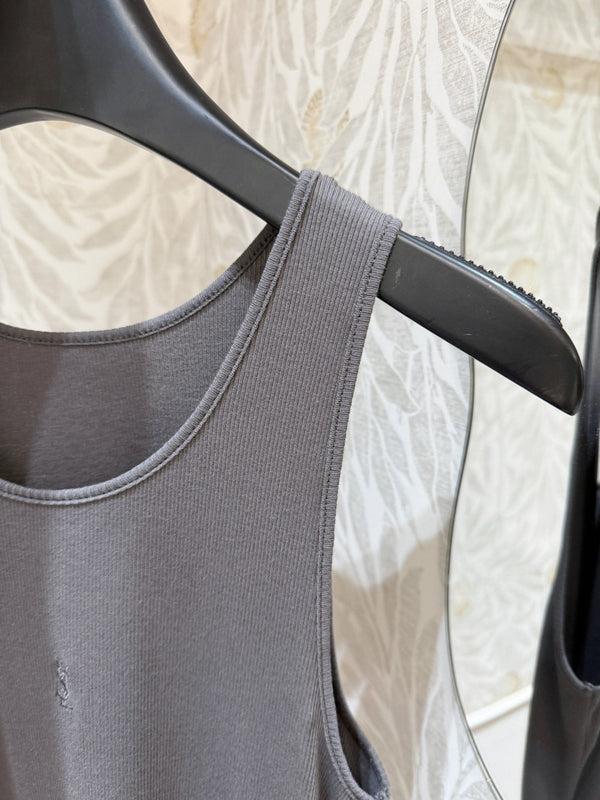 Gilet a coste YSL in cotone grigio fumo