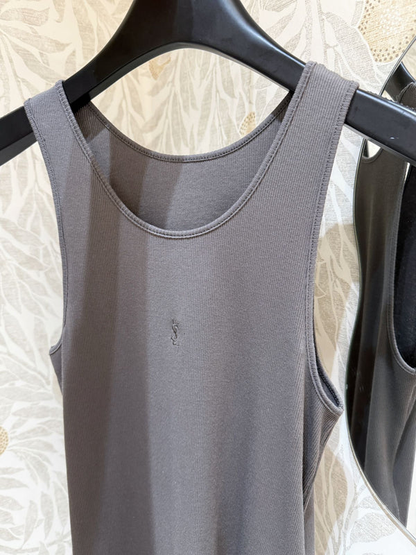 Gilet a coste YSL in cotone grigio fumo