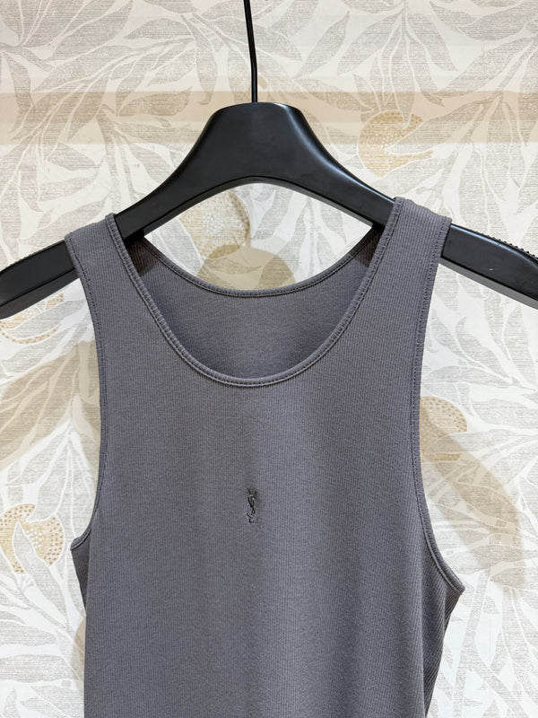 Gilet a coste YSL in cotone grigio fumo
