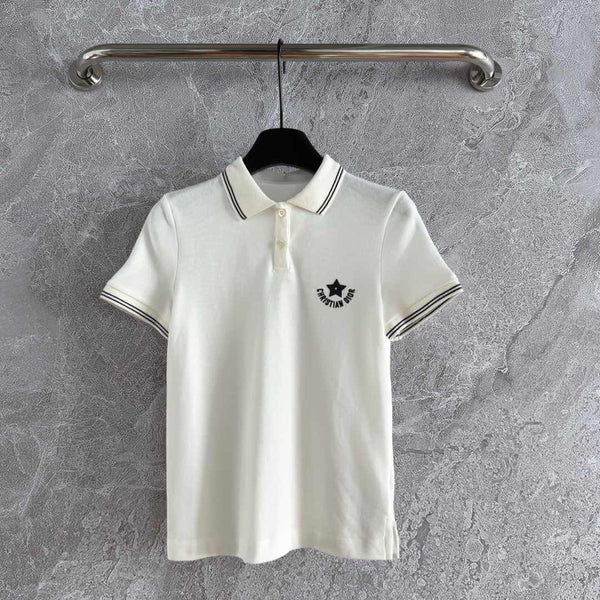 CD Lucky Star Polo Shirt White Cotton