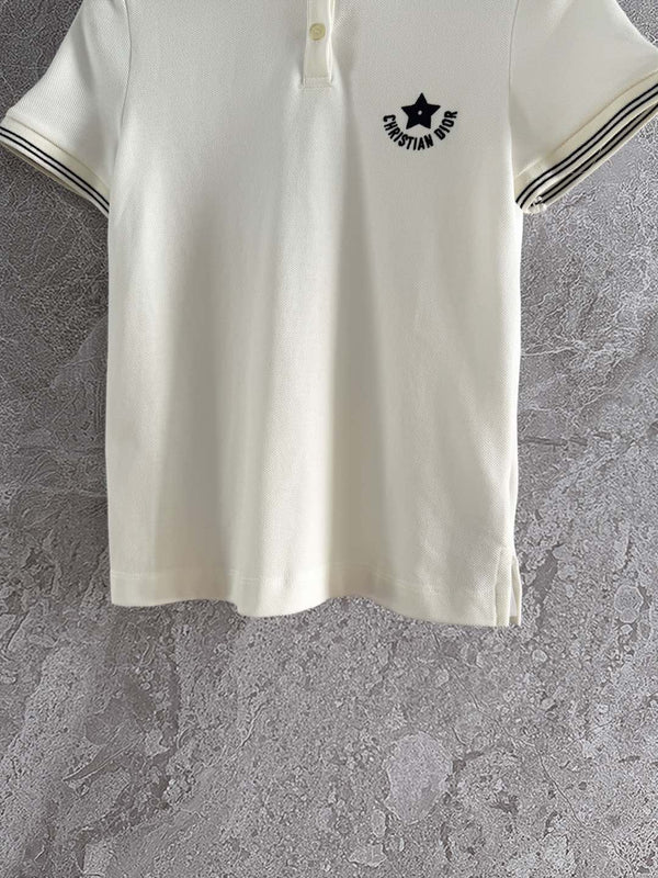 CD Lucky Star Polo Shirt White Cotton