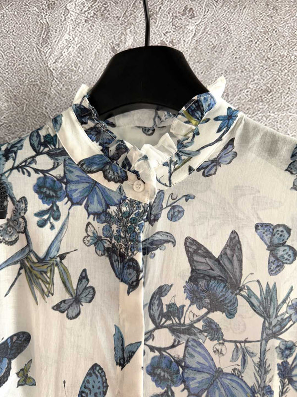 CD Butterfly Dress Blue White Cotton