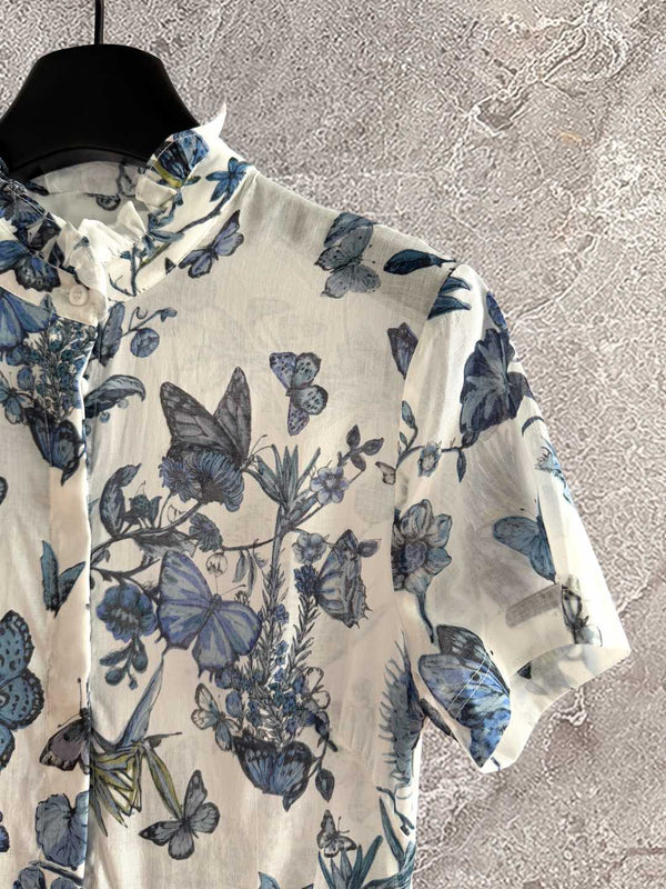 CD Butterfly Dress Blue White Cotton