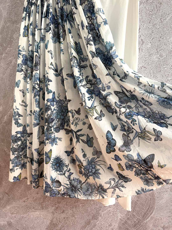 CD Butterfly Dress Blue White Cotton