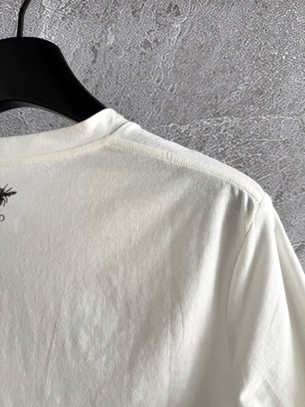 CD Butterfly T-shirt White mix colors Cotton Linen