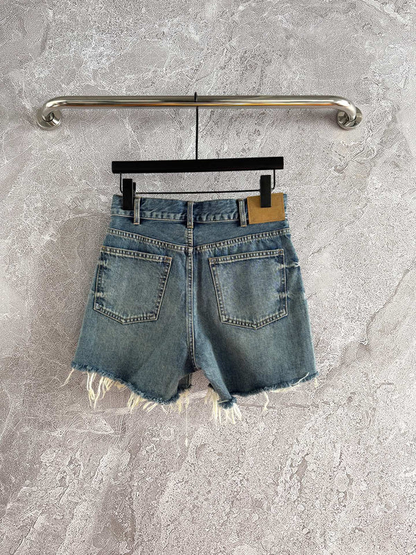 Celine Arc de Triomphe Shorts Blue Cotton