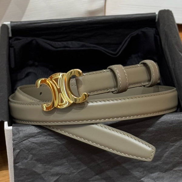 CEL Triomphe Belt 18mm Etoupe Gold Calfskin 187492