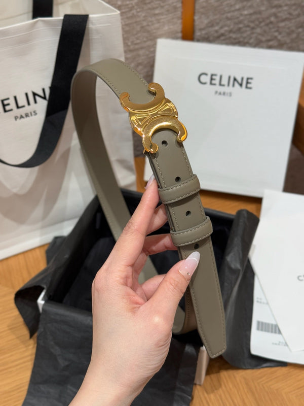 CEL Triomphe Belt 25mm Etoupe Gold Calfskin 187493