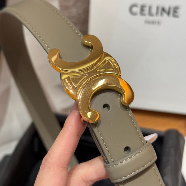 CEL Triomphe Belt 25mm Etoupe Gold Calfskin 187493