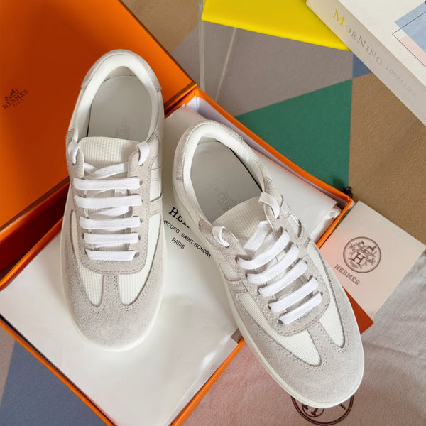 SNEAKERS BOOMERANG GRIGIO CHIARO CAMOSCIO BIANCO