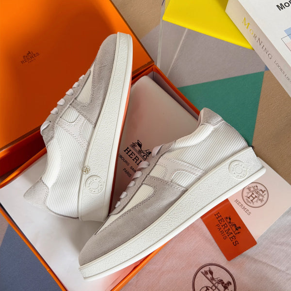 SNEAKERS BOOMERANG GRIGIO CHIARO CAMOSCIO BIANCO