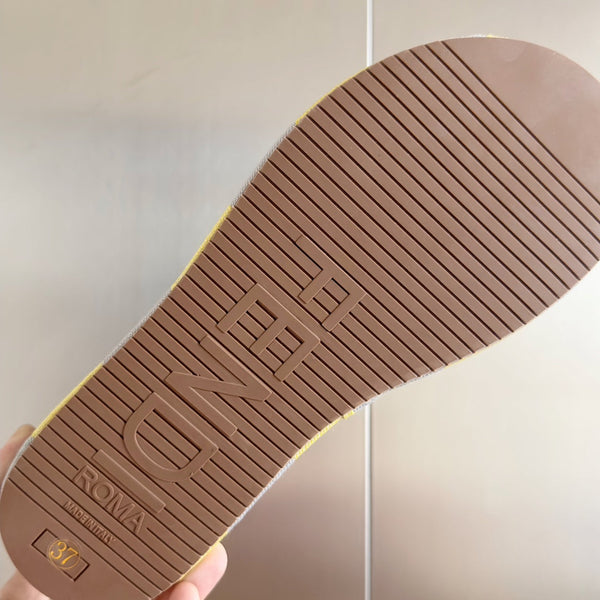 Ciabatte flatform in tela grigia gialla FF Sunshine 65